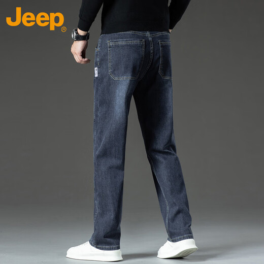 JEEP jeans men's autumn and winter loose straight casual pants men's trendy and versatile men's pants gray black blue 33