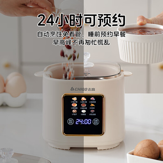 志高2025新款煮蛋器蒸蛋器多功能自动断电家用小型煮鸡蛋早餐神器蒸煮一体机预约定时七夕礼物 双层 彩屏款【无蒸碗】