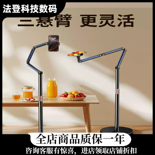 Jiahuacai Live Broadcast Mobile Phone Special Bracket Floor-standing Professional Overhead Photography Mobile Phone Stand Mirror Live Broadcast Stand with Radiator 1.7 Meter Double Arm Mobile Phone Model