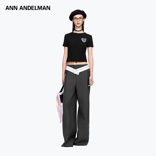 Ann Andelman offizielle Direktverkäufe 2025 Neues graues Design mit geradlinigen Freizeithosen Taillenhose Gray s