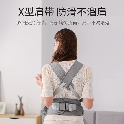 爱蓓优婴儿背带多功能前抱式小孩横抱抱托儿童抱娃神器腰凳婴儿轻便四季 天空蓝 透气款V领不卡脖