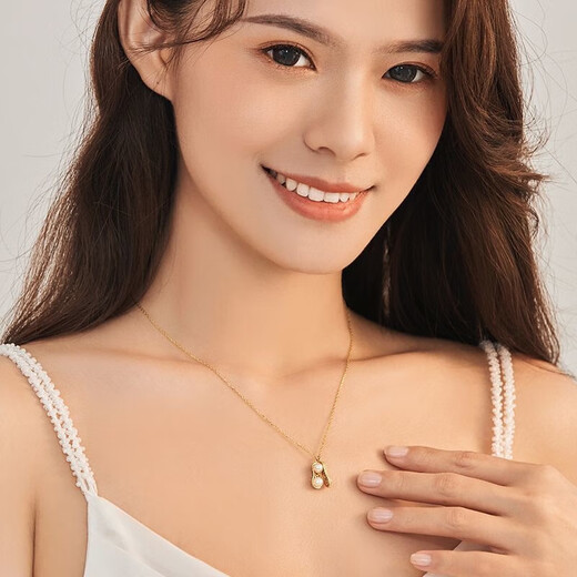 Zhuji Freshwater Nuclear Pearl Good Things Happen Necklace Popular Peanut Pendant New Accessories Clavicle Chain Sweater Chain Natural Pearl Peanut Pendant (Including Chain 45CM)
