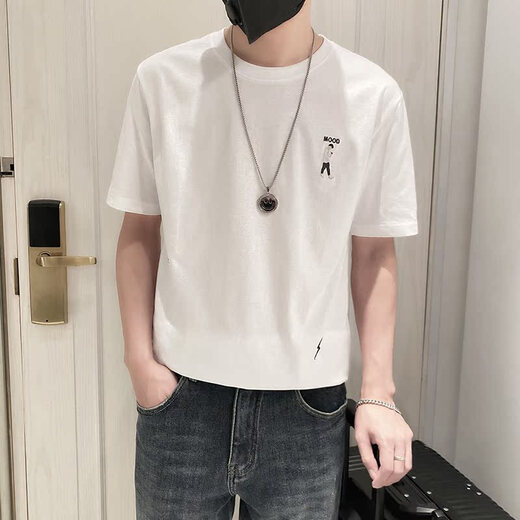 乔易伦短袖t恤男夏季上衣简约百搭潮流2025新款潮牌修身帅气男装半截袖T 1101-1-9226-黑色 4XL