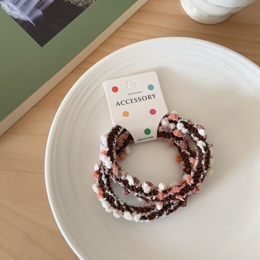 Edamame hair band braided children's headband twist circle high elasticity sweet ice cream color non-damaging ponytail hair accessory mixed color 5 pieces in bag