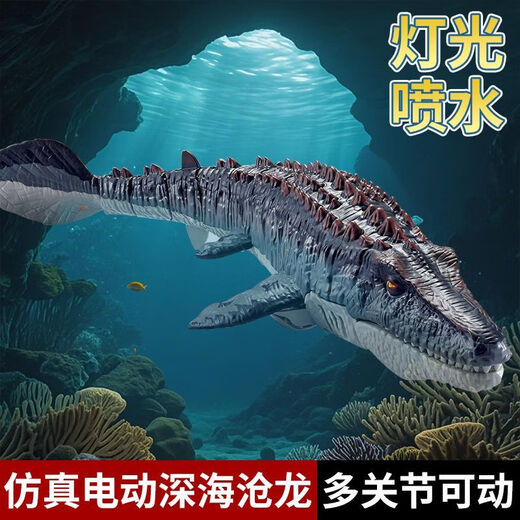4DRC simulation remote control diving camera shark boat toys for women boys water electric speedboat yacht children's birthday gift Mosasaur [photo version] cool light + water spray 2 sets of module batteries + remote control battery