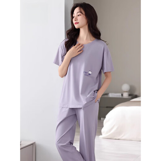 Pyjamas de coton modal pantalon d'été mince à manches courtes à manches courtes de grande taille des vêtements de grande taille 2025 Nouveau modèle H3527 (frais et doux et adapté à la peau) M [80110jin [Jin est égal à 0,5 kg]]]