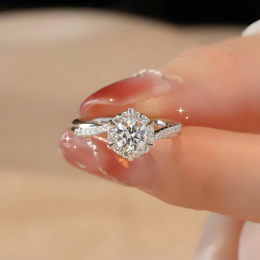 UOSU couple rings, simulated diamond rings, proposal ceremony, wedding props, simple and versatile, anniversary gift for girlfriend and wife, decorated with lifelong love, couple rings, living mouth, gift box