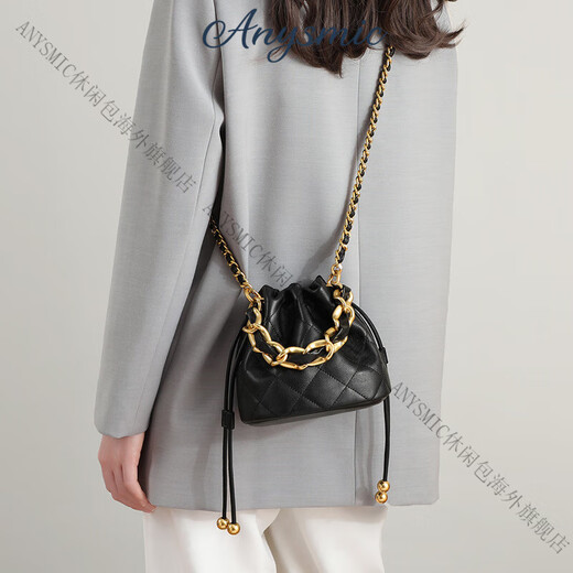 ANYSMIC包包女包奢侈品牌手提包女水桶包2025新款小众斜挎包女 黑色