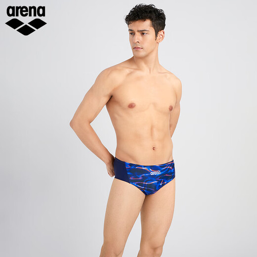 Arena Herren-Badehose mit dynamischen und coolen Mustern, hoher Elastizität und bequemer Triangel-Hose, Badehose AS5SWZ35M, Blau, M