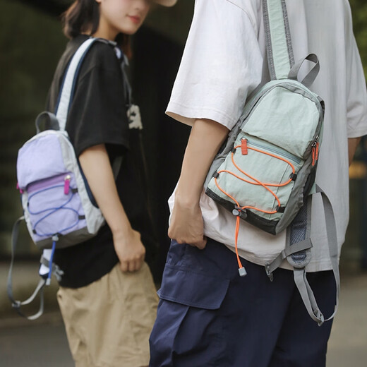 Xingxi outdoor backpack contrasting color mountaineering bag super retro light schoolbag light travel bag thin hiking backpack purple (small)