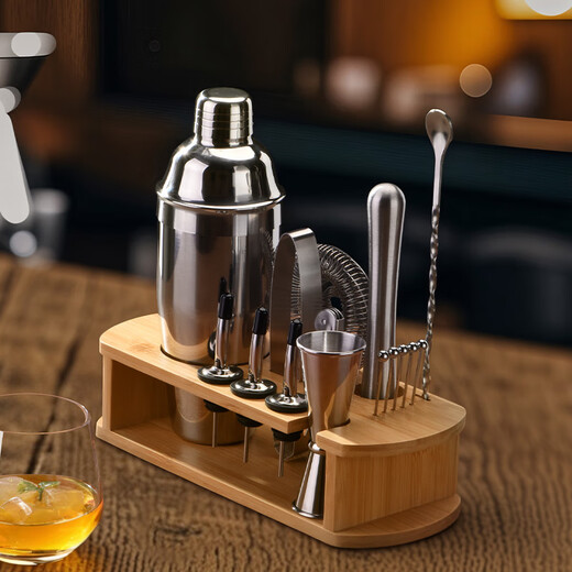 CLITON304 stainless steel cocktail mixer, milk tea shop hand-made lemon artifact cocktail hand-shake shaker cup and pot 16-piece set