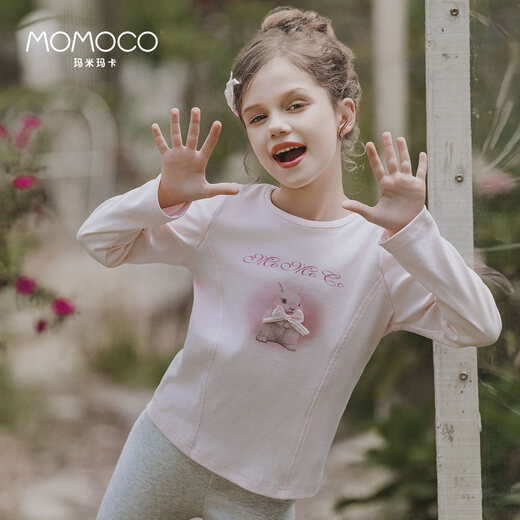 
Mamimaca MOMOCO girls autumn long-sleeved T-shirt children's clothing children's inner wear sweet cartoon T-shirt