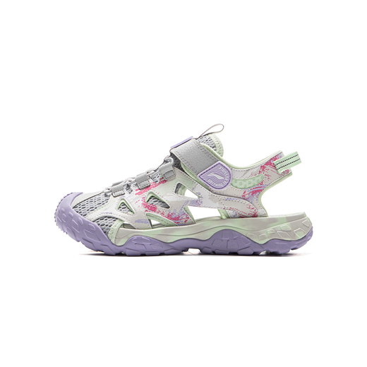Li Ning children's sandals for men and women 2026 new beach shoes wading shoes youth soft sole breathable sports shoes microcrystalline gray/pixie green 016 33 inner length about 21.6cm suitable for feet 20.6cm long