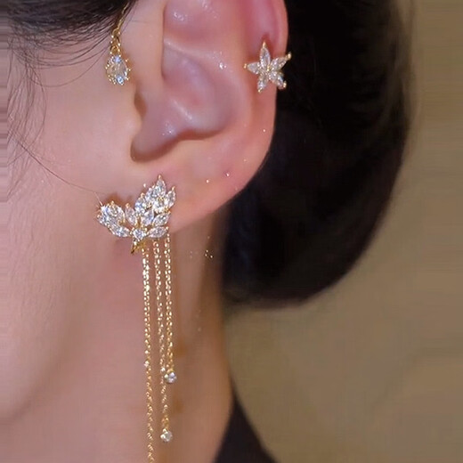 Miao Yijia Earrings Tassel Earrings Earrings Earrings Earrings No Piercing Girls Birthday Gifts Women 2025 New Jewelry Earrings Jewelry Star Flower Tassel Earrings Pair
