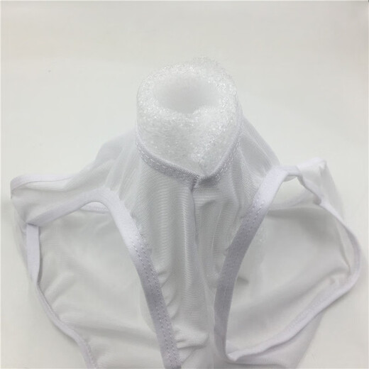 Private Shang Men's Sexy Underwear Transparent Underwear Stretch Mesh Revealing Hole Briefs White G-string T-Pants One Size 160Jin Jin is equal to 0.5kg within
