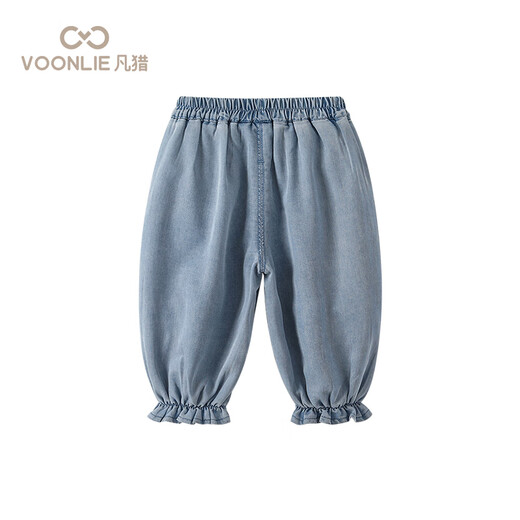 Fanli Girls Jeans Summer 2025 New Fashionable Baby Outdoor Casual Pants Children's Feet Cropped Pants Summer Blue 120 cm
