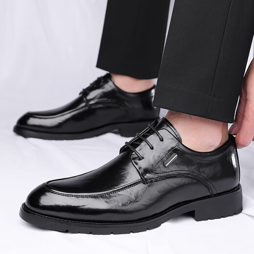 Chaussures en cuir masculin, usure formelle commerciale, chaussures de travail à lacets, costume britannique, marié, mariage, sandales en cuir creux pour hommes 6623 marron 46