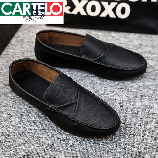 Cartelo Herren-Beanie-Schuhe koreanische Version der geschäftlichen Arbeit lässige Lederschuhe atmungsaktiv und vielseitig ohne Rutsch einstufige Herrenschuhe 2025 Spring J40-D829 Brown Special Price Brand Cut off 44 High-End