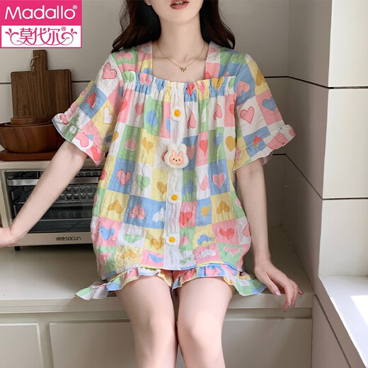 Modal 2025 Neue Pyjamas für Frauen in der Sommerwolke Baumwolle mit Brustpolster Kurzarm. Süßes Liebe kann außerhalb von Heimbekleidungsset getragen werden