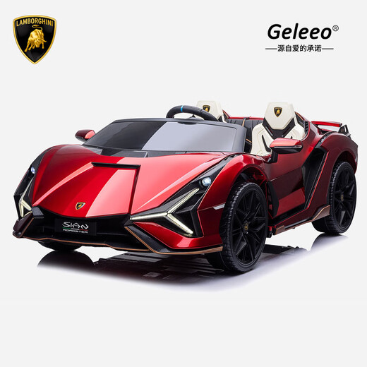Geleeo children's electric car Lamborghini toy car four-wheel drive car remote control can sit adult baby 1-3-6 years old gift flagship red large four-wheel drive + adult back seat birthday official authentic authorization