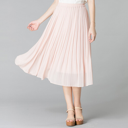 Teshang Laifei 2021 summer new skirt women's mesh skirt mid-length gauze skirt pleated fairy skirt slimming half skirt SSF983 pink L (2 feet 2-2 feet 3)
