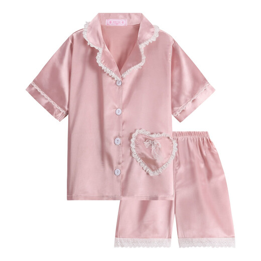 Cooles Kapitel (Kuzhang) Mädchen Pyjamas Sommer Dünn Ice Seiden Kinder Prinzessin im Internet Promi Kinderanzug Mutter Mädchen Klimaanzug Summer Style Qn -1047 140 s Code Körpergröße -150 cm Gewicht 75 Jin [Jin gleich 0,5 kg]