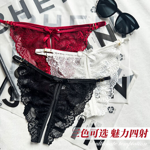 Large size sexy underwear, sexy lace women's fun underwear, butterfly crotch crotch T-pants thong free of charge, wine red XXL130155Jin Jin is equal to 0.5 kg