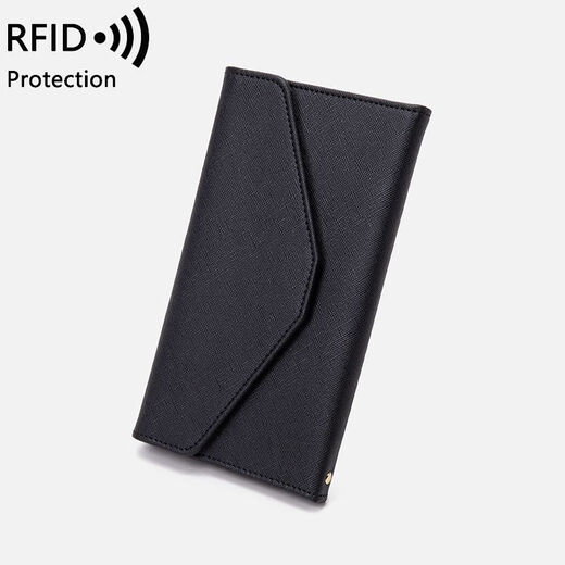 Beliebtes 2024 neuer RFID-Passbeutel, Männer und Frauen in Übersee Reisepasshalterin, Multifunktionsluft-Ticket-Zertifikatbeutel, Schwarz, Schwarz