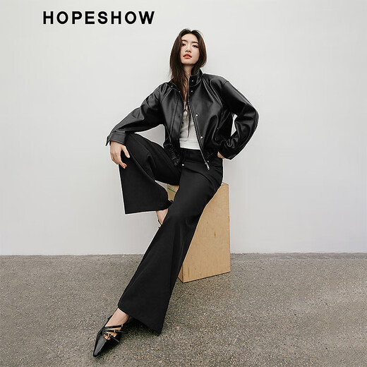 Manga roja Caza delgado pantalones casuales 2025 Autumn Nuevo trajes de piernas ancho para mujeres Pantalones de la cubierta del cuerpo en forma de pera Pantalones grises 060 xs