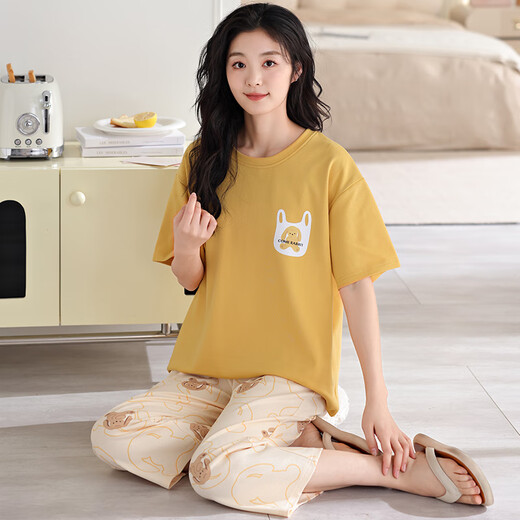 Langsha Pajamas для женщин в летнем чистом хлопке 2025 Новые укороченные брюки с коротки