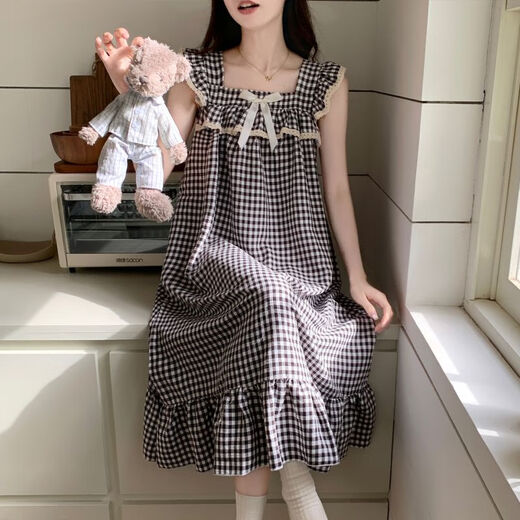 Yalu Summer nuage coton petite manche volante Sling poitrine poitrine poitrine de nuit pour femmes de la princesse de la princesse Swuff Ruffle sans manches paddy ssj # 9905 [avec poitrine de poitrine amovible] M recommandé 80-100jin [Jin est égal à 0,5 kg]