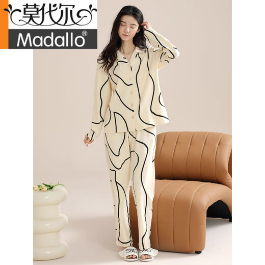 
Modal pajamas for women in spring and autumn pure cotton long sleeve simple casual lapel cardigan autumn and winter cotton casual home clothing suit for women PLD-Y1130 9227 M [recommended 80-100Jin [Jin equals 0.5 kg] wear]