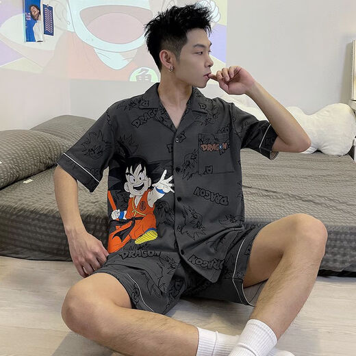 Zitronen-Slim-Herren-Pyjamas kurzärmeliger Sommer Thin Student Cartoon Teenager Sommer Lose Plus Size Jin [Jin entspricht 0,5 kg] Home Clothing Set 6627 [Set] V M [Vorschlag 80-100 Jin [Jin gleich 0,5 kg]]]