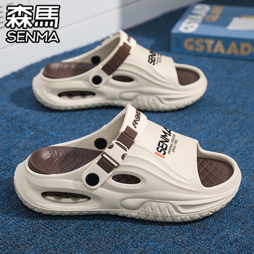 Senma Slippers Los hombres usan chanclas espesas de desgaste, resistentes a la mierda y resistentes a las mierda para hombres en verano, adolescentes anti-deslizamiento y sandalias de playa anti-dodores verdes 40-41