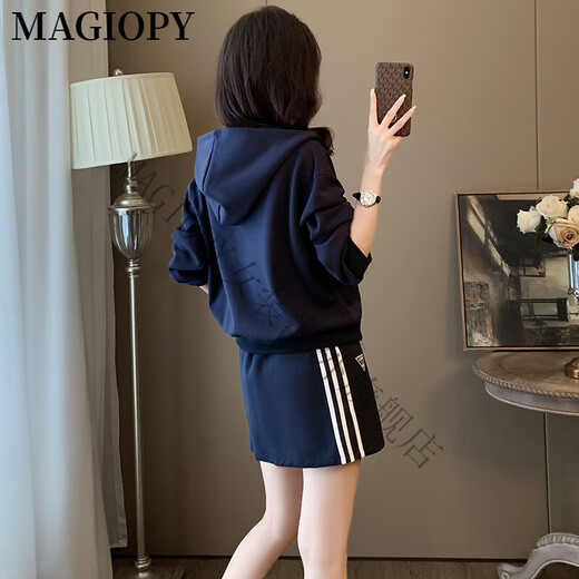 MAGIOPY国际奢侈高档品牌2025春季款欧洲站休闲运动套装女时尚减龄蓝色外 蓝色两件套 S(100斤以内)