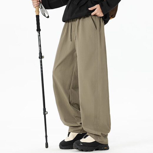 MINISO casual pants men's 2025 new loose-fitting autumn and winter boys' American sports khaki versatile straight pants men's straight casual pants Khaki L /175 (weight 115-135Jin Jin equals 0.5 kg)