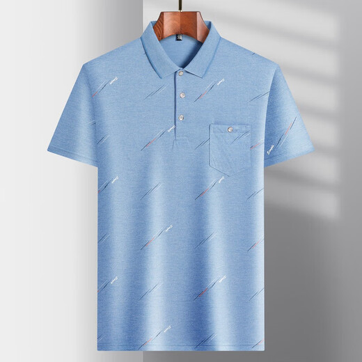 
Hailan special offer daddy suit summer lapel ice silk short-sleeved T-shirt for middle-aged and elderly men thin T-shirt for elderly people half-sleeved ice silk-9855 green real pocket 2XL 54/180