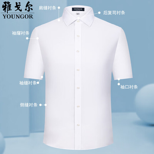 
CEO Yageol short-sleeved shirt for men pure cotton business casual formal wear professional white shirt DX6623 38 Suggested 110-115Jin [Jin equals 0.5 kg]