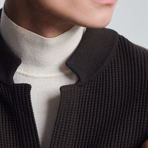 Angel Bird Cardigan Men's Stand Collar Cardigan Casual Long Sleeve Jacket Sweater EBY233041U Oak XL (50)