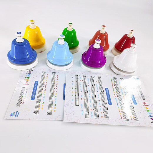 现货奥尔夫打击乐器八音按钟摇钟幼儿园早教玩具彩色旋律钟 手摇种