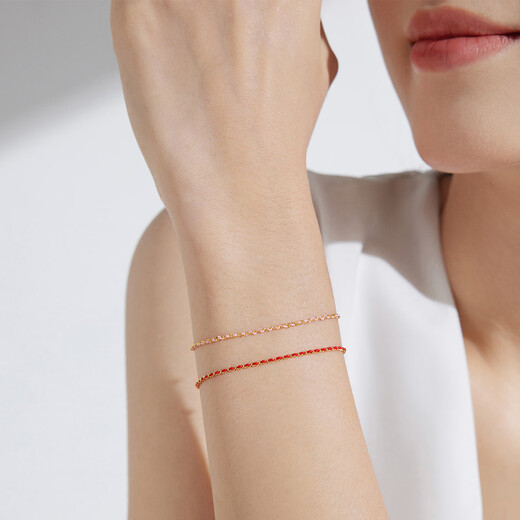 Chow Tai Fook SOINLOVE minimalist braided red rope good luck red 18K gold bracelet VE197