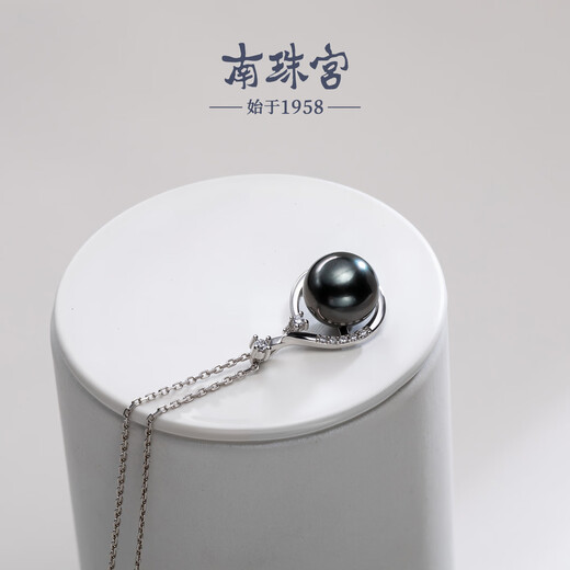 Nanzhu Palace Tahiti 925 silver seawater pearl pendant nearly round high-brightness young necklace female birthday gift for girlfriend 9.0-10.0mm 925 silver seawater pearl pendant