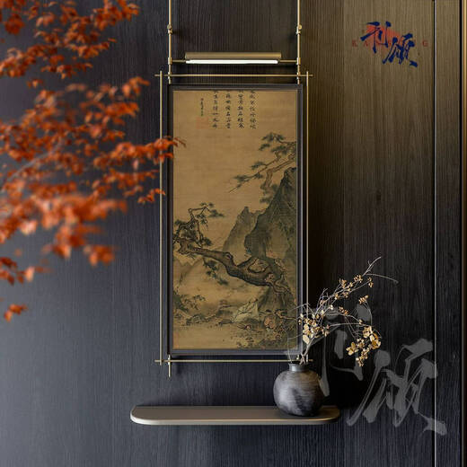 咏幻新中式客厅沙发背景墙挂画山水风景风四联组合餐厅走廊装饰画 m款 58158cm画框48106cm带灯