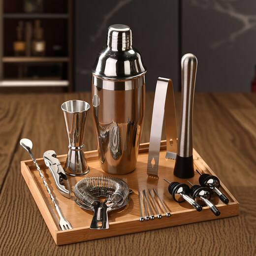 CLITON304 stainless steel cocktail mixer, milk tea shop hand-made lemon artifact cocktail hand-shake shaker cup and pot 16-piece set