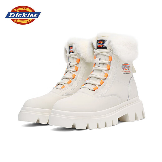 Dickies women's snow boots women's boots plus velvet Martin boots thickened warm cotton boots high top casual boots Beige 39