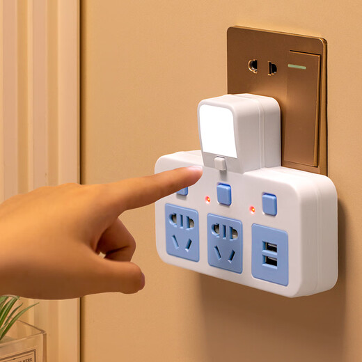 Nur Mittagssteckdose, kabelloser Konverter, Nachtlicht, USB-unabhängiger Schalter, Multifunktions-One-Turn-Multi-Positions-Slot, Multi-Loch-Funkkopf, One-Turn-drei reines Kupfer + Blitzschutz