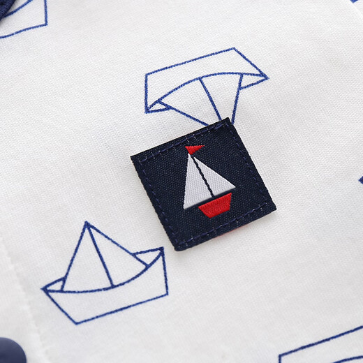 Baby summer ultra-thin pure cotton jumpsuit for men and women, baby crawling clothes, home clothes, thin clothes, baby clothes, Category A, boat + stripes (thin style) two-pack 80cm 16-22Jin Jin is equal to 0.5 kg