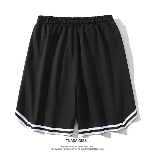 NASA GISS Sports Shorts Men's Summer Thin Casual Basketball Pants Teen Student Casual Crimp Pants Black XL