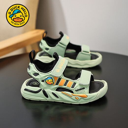 G.Duckkids Little Yellow Duck Boy Sandalen Sommer 2025 Neue Stil kleiner und mittelgroßer Jungen Leichtes weicher Boden Sommer Kinder Beachschuhe 6228 Schwarz und Grün 28 _inner Länge 17,8 cm