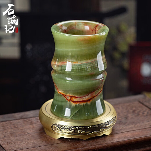 Shifuji Natural Jade Large Stifthalter Retro Dekoration Geschenk Chinesischer Stil Kreativer personalisierter Anpassungsort - Bambus Gelenkflasche Stifthalter B12808